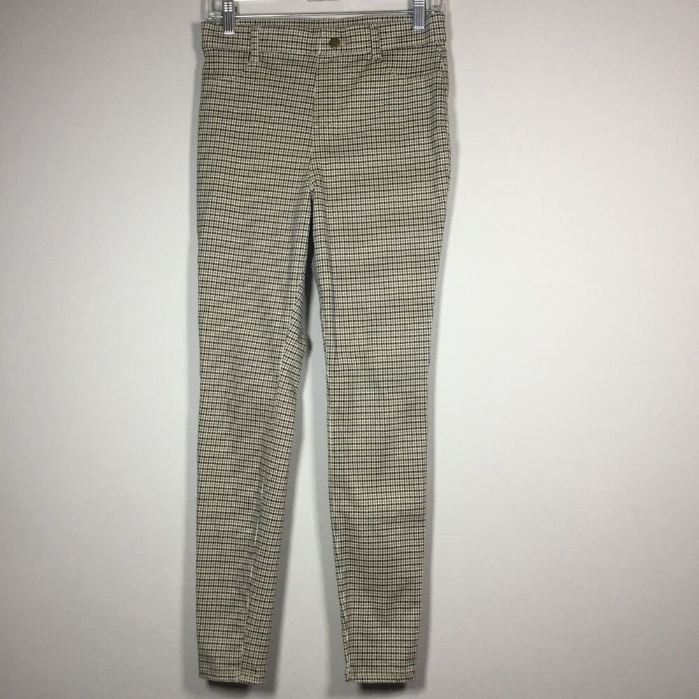 Houndstooth cotton blend pull on stretchy leggings elastic waist 29” - 31” S